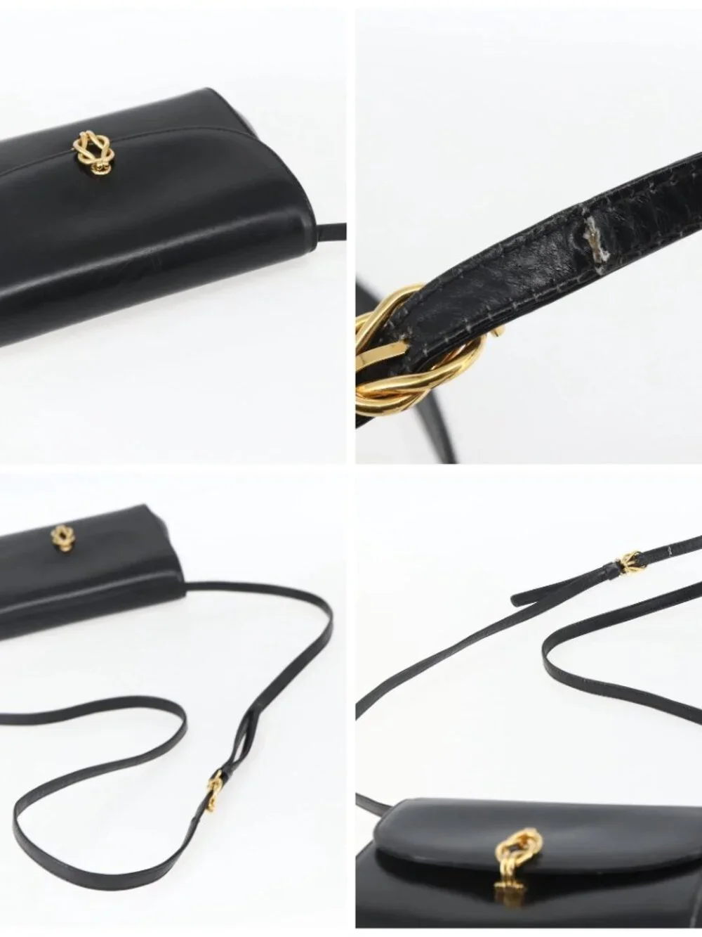 GUCCI Shoulder Bag Leather Black Gold 004 056 0219 Auth fm5081 - Picture 16 of 16